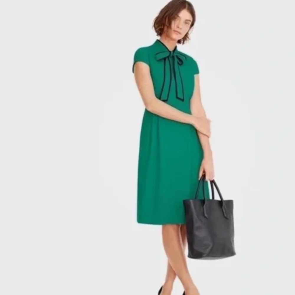 LIKE NEW J.Crew Bow Tie Neck Dress in 365 Crepe